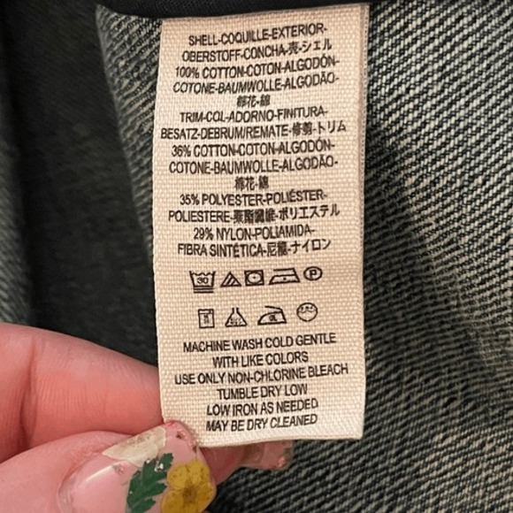 Free People Cropped Denim Jacket Lace Inset Raw Hem Medium - Picture 12 of 12